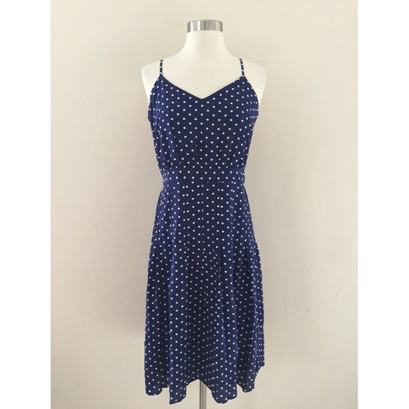 J. CREW Spaghetti-Strap Polka Dot Dress 100% Silk - Picture 2 of 7
